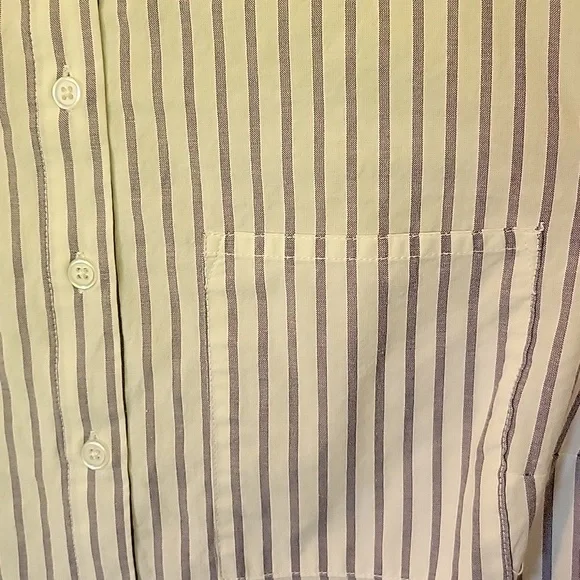 Torrid Blue and White Striped Button Down Long Sleeve Shirt - Picture 4 of 10